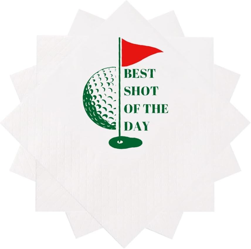 Golf Themed Bachelor Party Cocktail Napkins 50Pcs Best Shot Of The Day Paper Disposable Napkins For Masters Golf Lover Party Table Decorations 5 x 5 2-ply (Best Shot Of The Day)