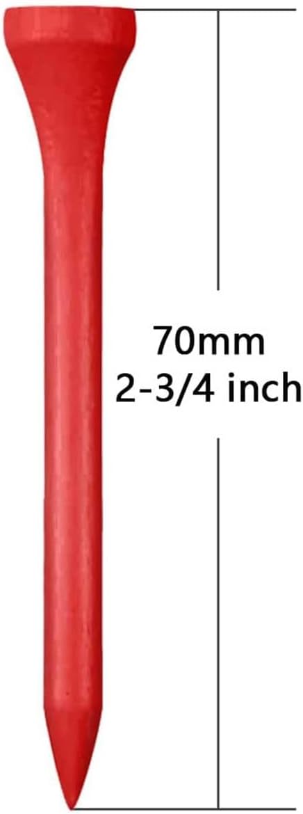 Wooden Golf Tees 3-1/4", 2-3/4", 1-1/2" Available,100 Count (Natural Color, White, Black, Blue, Red, Pink)