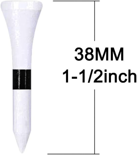 Wooden Golf Tees 3-1/4", 2-3/4", 2-1/8", 1-1/2" Available, 100 Count (Natural Color, White, Black, Blue, Red, Green, Yellow, Pink, Orange)