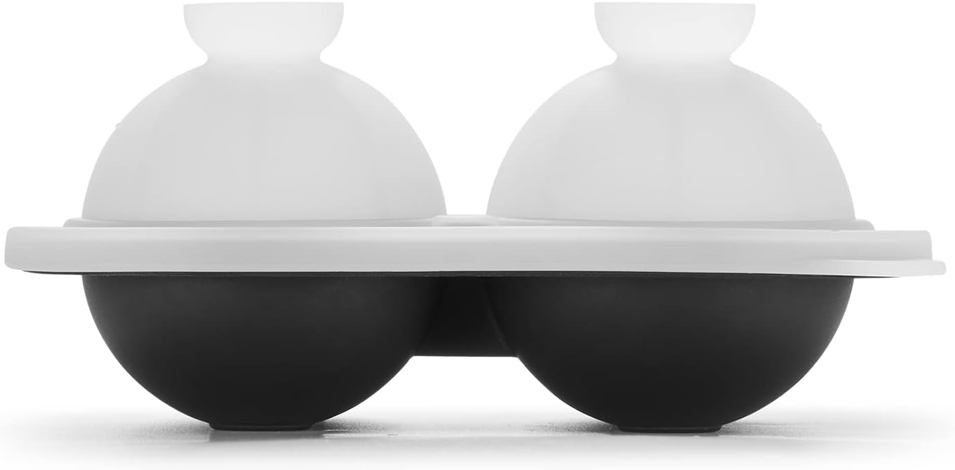 Silicone Basketball Ice Cube Mold Fun Shapes, Novelty Basketball Gifts, 2.2" Large Craft Round Sphere Ice Ball Molds For Game Day, Whiskey, Cocktails, Bourbon Black