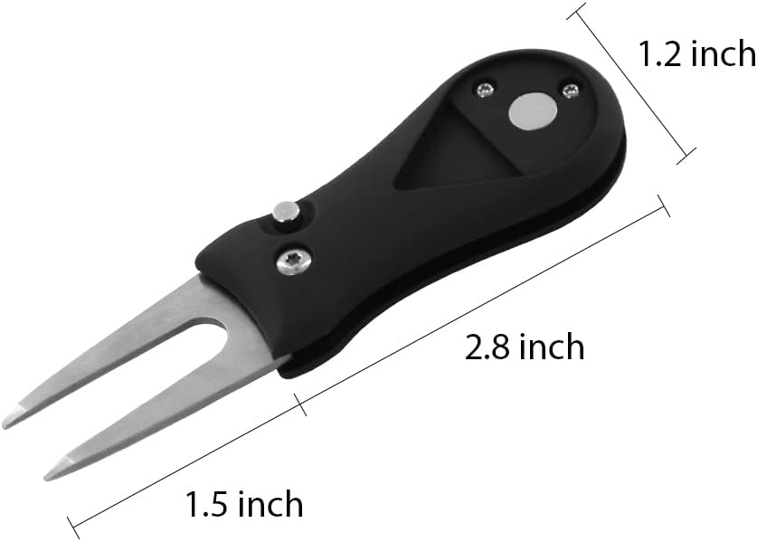 Myartte Golf Divot Repair Tool Switchblade Divot Tools with Golf Ball Marker Pop-up Buttom Zinc Alloy for Repairing The Golf Green
