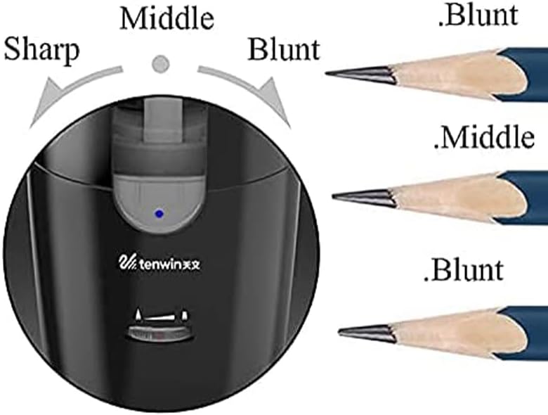 Chargeable Electric Pencil Sharpener, Heavy Duty Adjustable Art Sharpeners, Powered Auto-Stop Pencil Sharpener for Teacher Use, School, Home, Classroom Product Supplies 8028 (Black with Replace Blade)