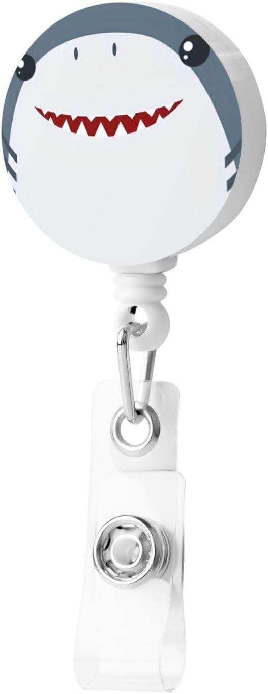 Shark Face Badge Reels Retractable Badge Holder with Clip for Id Name Tag Office Worker Student Teacher Nurse Doctor