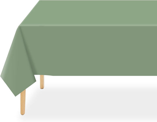 QIKSION 3 Pack Sage Green Plastic Tablecloths, Rectangular, 54 x 108 Inch, Fits 6 to 8 Foot Tables, Disposable, Perfect for Birthday, Bridal, Baby Shower Parties