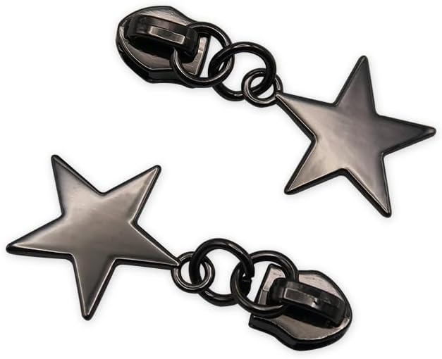 HOLSHUN #5 Zipper Sliders Zipper Pull 30pcs Bulk Heavy Duty Metal Gunmetal Pulls for #5 Nylon Coil Zippers Replacement Luxury Bag Hardware Luggage & DIY Craft Supplies Star