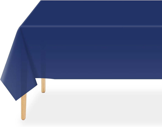QIKSION Plastic Table Cloth Disposable 3 Pack, 54 x 108 Inch Tablecloths for Rectangle Tables, Navy Blue Plastic Table Cover
