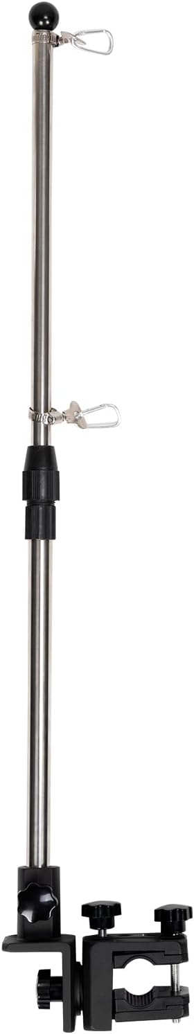 KEMIMOTO Stainless Steel Boat Flag Holder, 360° Rotating Boat Flag Pole Kit, Flag Pole Holder for 0.5''-1.75'' Round/Square Rails, for 12''x18''/8‘’x12''/4''x6'' Boat/Golf Cart Flag (2.5ft, NO Flag)