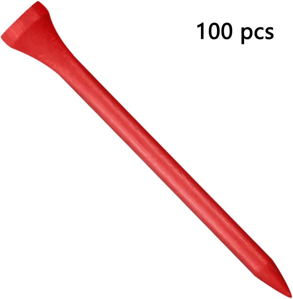 Wooden Golf Tees 3-1/4", 2-3/4", 1-1/2" Available,100 Count (Natural Color, White, Black, Blue, Red, Pink)