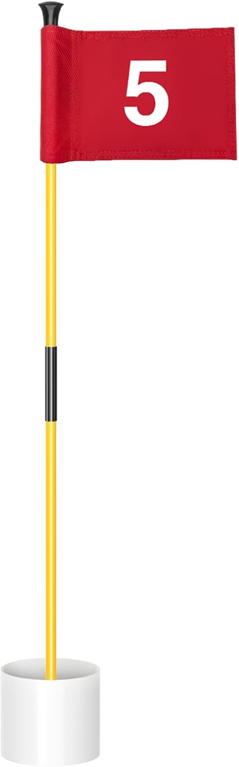 KINGTOP Golf Flagstick Mini, Putting Green Flag for Yard, All 3 Feet, Double-Sided Numbered Golf Flags, Golf Pin Flag Hole Cup Set, Portable 2-Section Design, Gifts Idea