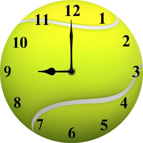 Tennis Wall Clocks with Silent Clock Movement and Battery Operated Great Decor for Bedroom Living Room or Classroom Nice Gifts for Tennis Lovers Father and Back to School 10inch
