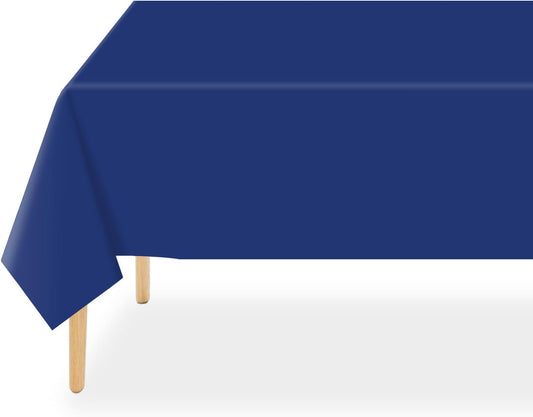 QIKSION Plastic Table Cloth Disposable 2 Pack, 54 x 108 Inch Tablecloths for Rectangle Tables, Navy Blue Plastic Table Cover