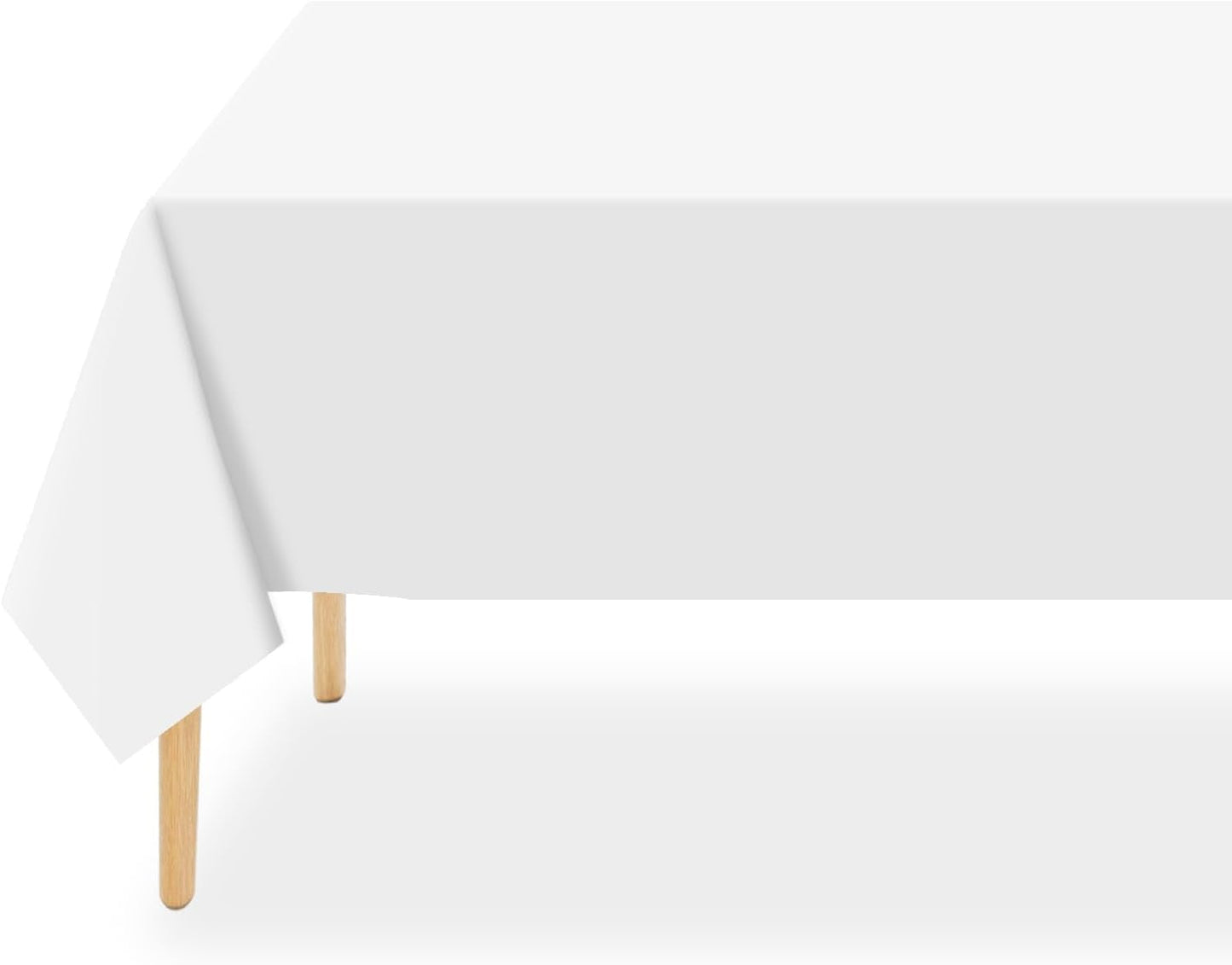 QIKSION 2 Pack Plastic Table Cloth Disposable, 54 x 108 Inch Tablecloths for Rectangle Tables, White Plastic Table Cover