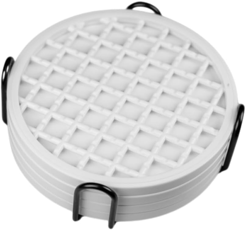 Ultimate Drink Coasters with Holder,[4 Pack] Drinking Coasters - Cup Coaster for Hot or Cold Drinks, Durable, Non-Slip, Non-Stick, Black (White)