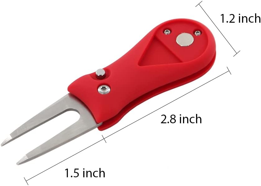 Myartte Golf Divot Repair Tool Switchblade Divot Tools with Golf Ball Marker Pop-up Buttom Zinc Alloy for Repairing The Golf Green