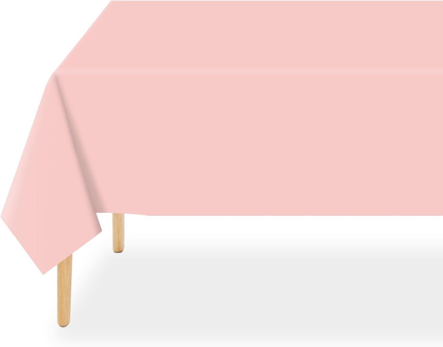 QIKSION Plastic Table Cloth Disposable 3 Pack, 54 x 108 Inch Tablecloths for Rectangle Tables, Blush Pink Plastic Table Cover