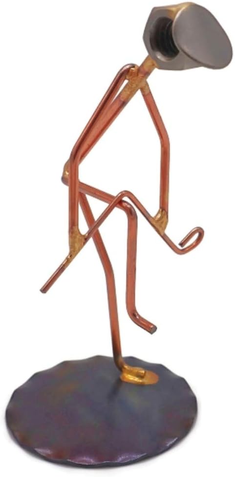 Golfer Breaking Clubs Collectible Handmade Metal Art Figurine, Desk Accessories, Trophy, Boss Gift, Office Décor, Business Professional, Golfing