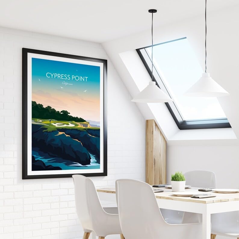 Nationcog Golf Print of Cypress Point Club - California, USA, Cypress Point Golf Course Poster, California Golf Art, Pebble Beach Golf Print, Scenic Golf Landscape (Unframed) (16x24)