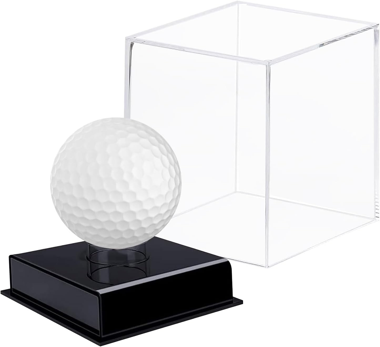 Custom Golf Ball Display Case Acrylic Golf Ball Holder Case Laser Engraved Plaque Showcase Your Cherished Golf Ball Memorabilia (Black)