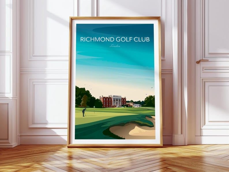 Richmond Golf Club Print - Sudbrook House - Richmond Park London, Richmond Golf Club Poster, London Golf Course Art, Vintage Golf Print, Classic Golf Club Illustration (Unframed) (27x40)