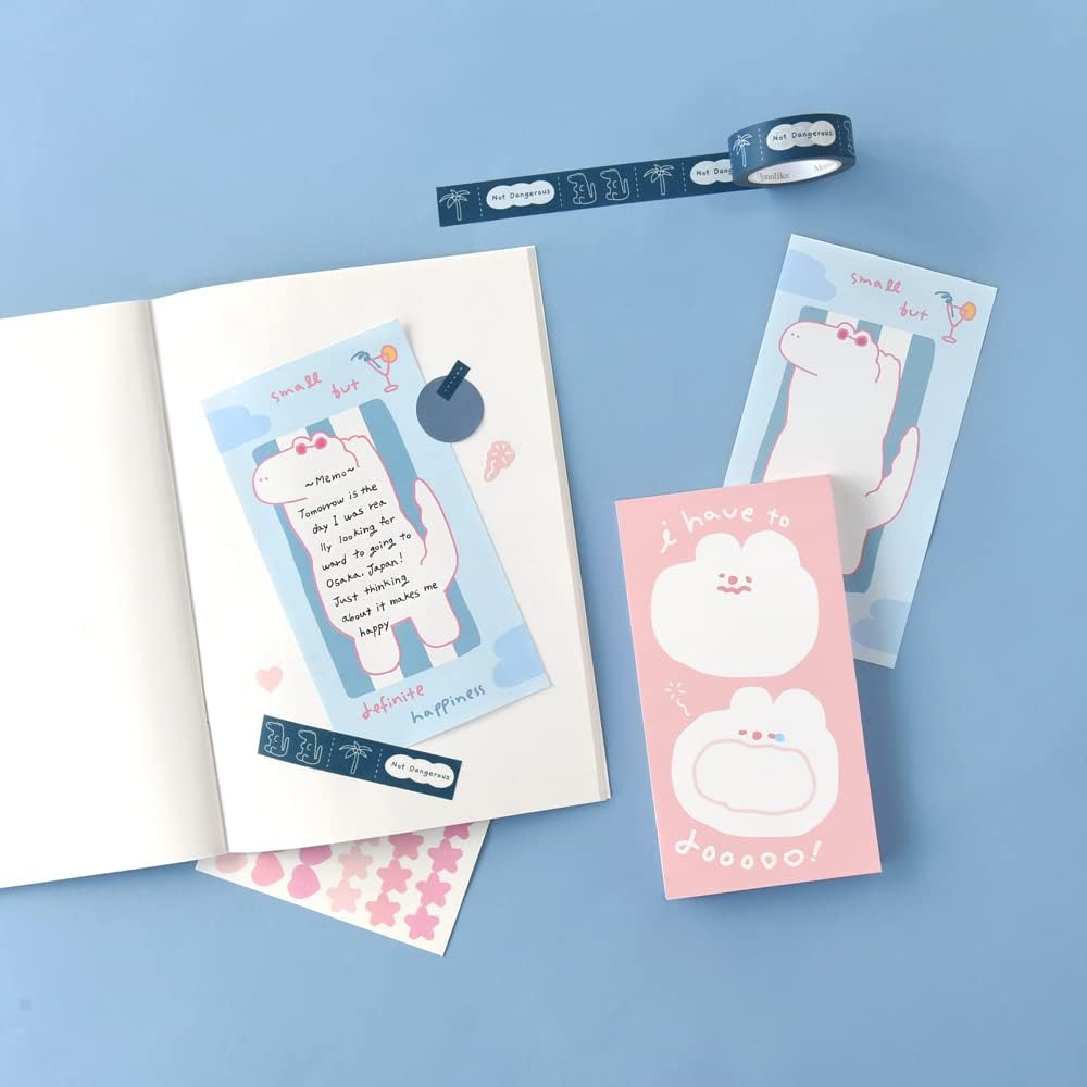 Monolike Memopad Storytown Afternoon B SET - 4 Packs, 4 Different Designs, 80 Sheets Per Pad, Total 320 Sheets, Note pads, Writing pads, 80x148mm