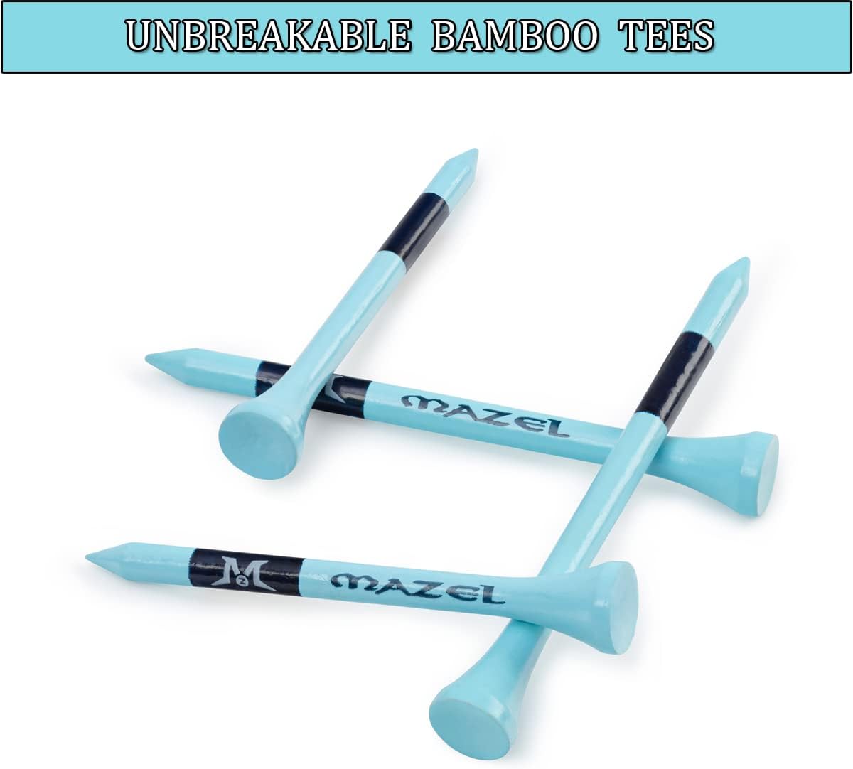 MAZEL Natural Wood/Bamboo Golf Tees 2 3/4 Inch & 3 1/4 Inch,Pack 50 or 120,Reduce Friction & Side Spin,More Stable Golf Tees