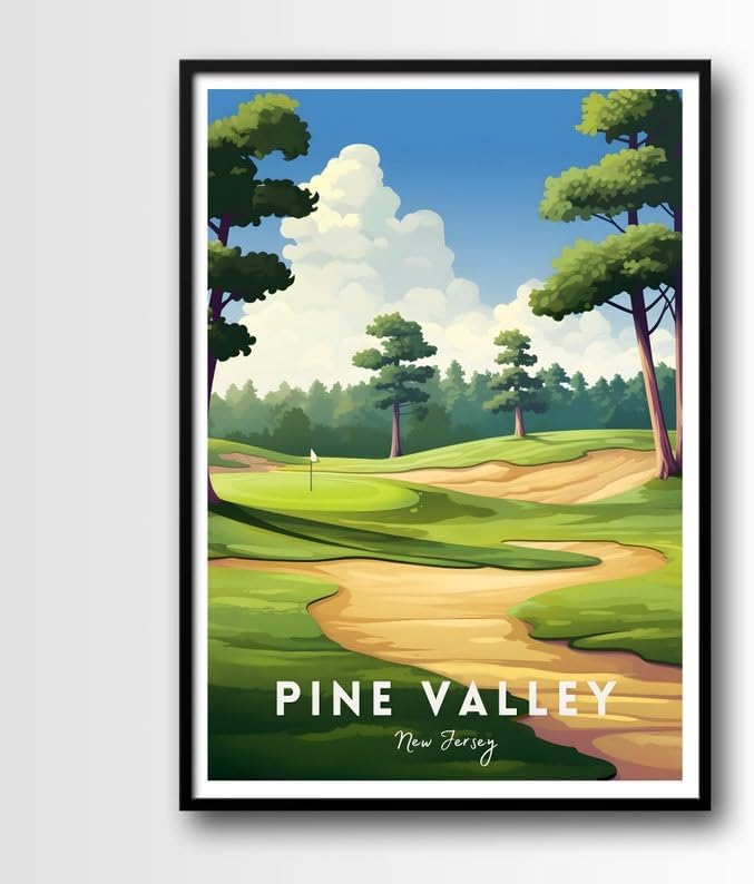 Nationcog Pine Valley Golf Poster, Vintage New Jersey Wall Art Print, Retro Golf Course Landscape Decor, Classic Sports Artwork for Home or Office (Unframed) (20x30)