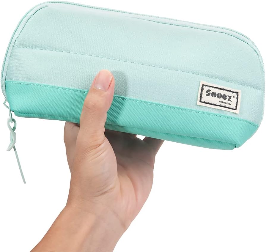 Sooez Wide-Opening Pencil Pen Case, Lightweight & Spacious Pencil Cases Bag Pouch Box Organizer, Aesthetic Supply with Triangular Design for Adults, Mint Green