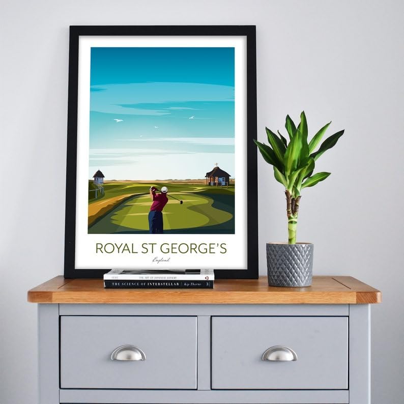 Royal St George's Golf Print - The Open Championship Poster, Royal St George's Golf Poster, England Golf Course Print, Golf Wall Art, Open Championship Artwork, Golf Decor (Unframed) (27x40)