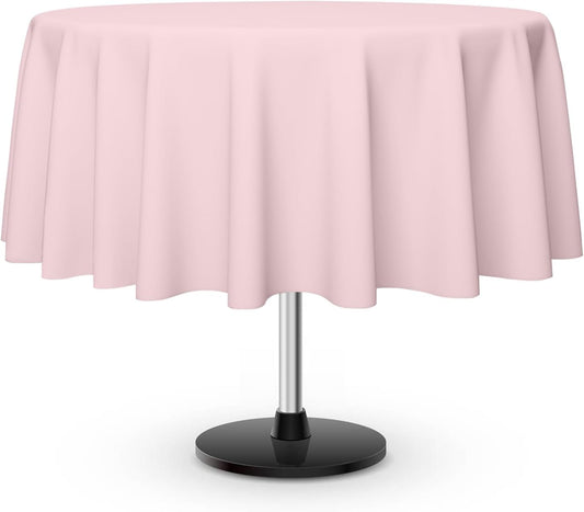 3 Pack Round Disposable Pink Tablecloth, Pink Plastic Table Cloths for Parties Disposable, 84x84 in Waterproof Camping Tablecloth for Birthday Party Baby Shower Picnic School