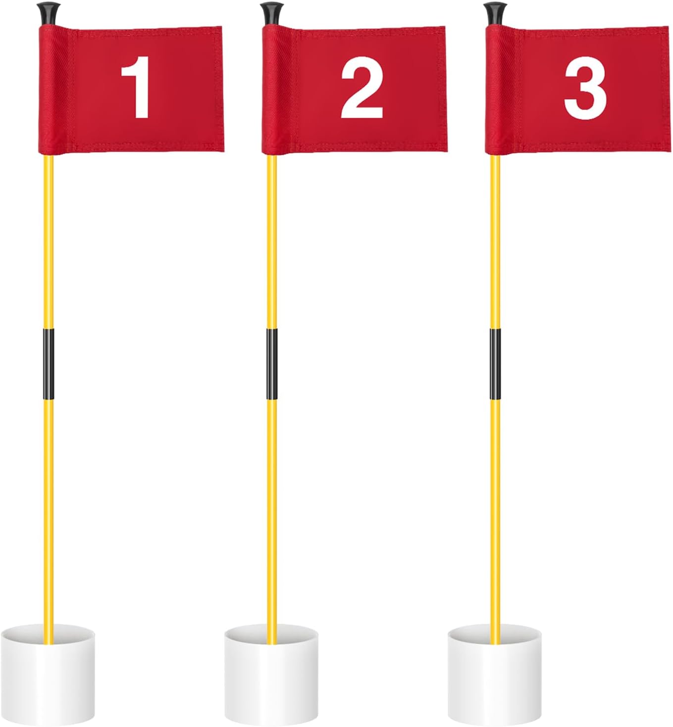 KINGTOP Golf Flagstick Mini, Putting Green Flag for Yard, All 3 Feet, Double-Sided Numbered Golf Flags, Golf Pin Flag Hole Cup Set, Portable 2-Section Design, Gifts Idea