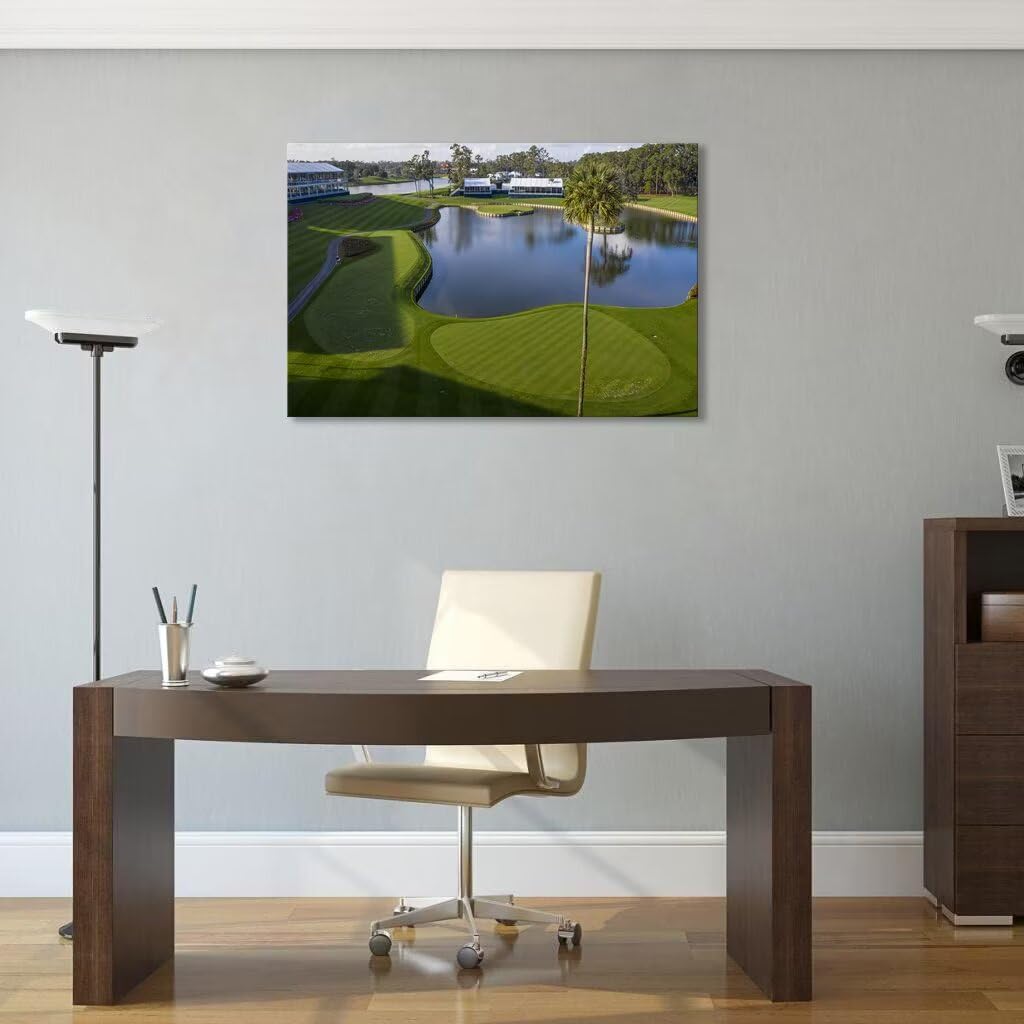 Florida Golf Course Wall Art for Living Room Bedroom Bathroom Home Decorations Golf Wall Decor Paintings TPC Sawgrass Golf Course Picture Poster Canvas Prints Framed Ready to Hang(12''H x 16''W)