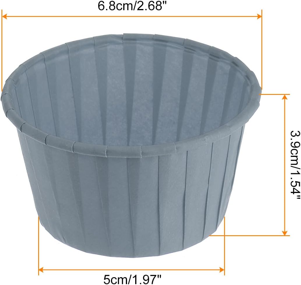 HARFINGTON 50Pcs Cupcake Baking Cups 3.5oz Standard Size Paper Cupcake Liners Greaseproof Wrappers Disposable for Wedding Birthdays Christmas Dessert, Grey Blue