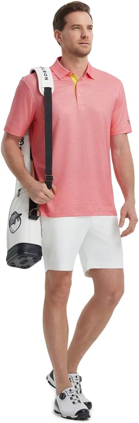 M MAELREG Mens Golf Shirt Short Sleeve Dry Fit Print Moisture Wicking Performance Patterns Collared Polo Shirt