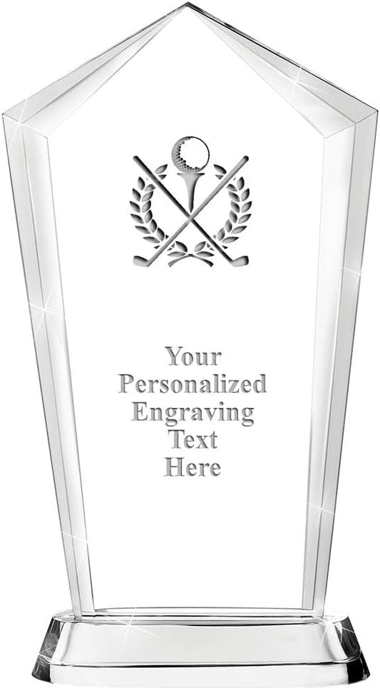 Crown Awards Customizable Crystal Trophy, 12.20" Engraved Skyscraper Crystal Award