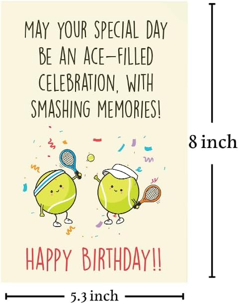 Cheerin Happy Birthday Card for Him or Her - Sweetest Day Card - Tennis Birthday Card for Tennis Lovers Men Women Girlfriend Boyfriend Husband Wife