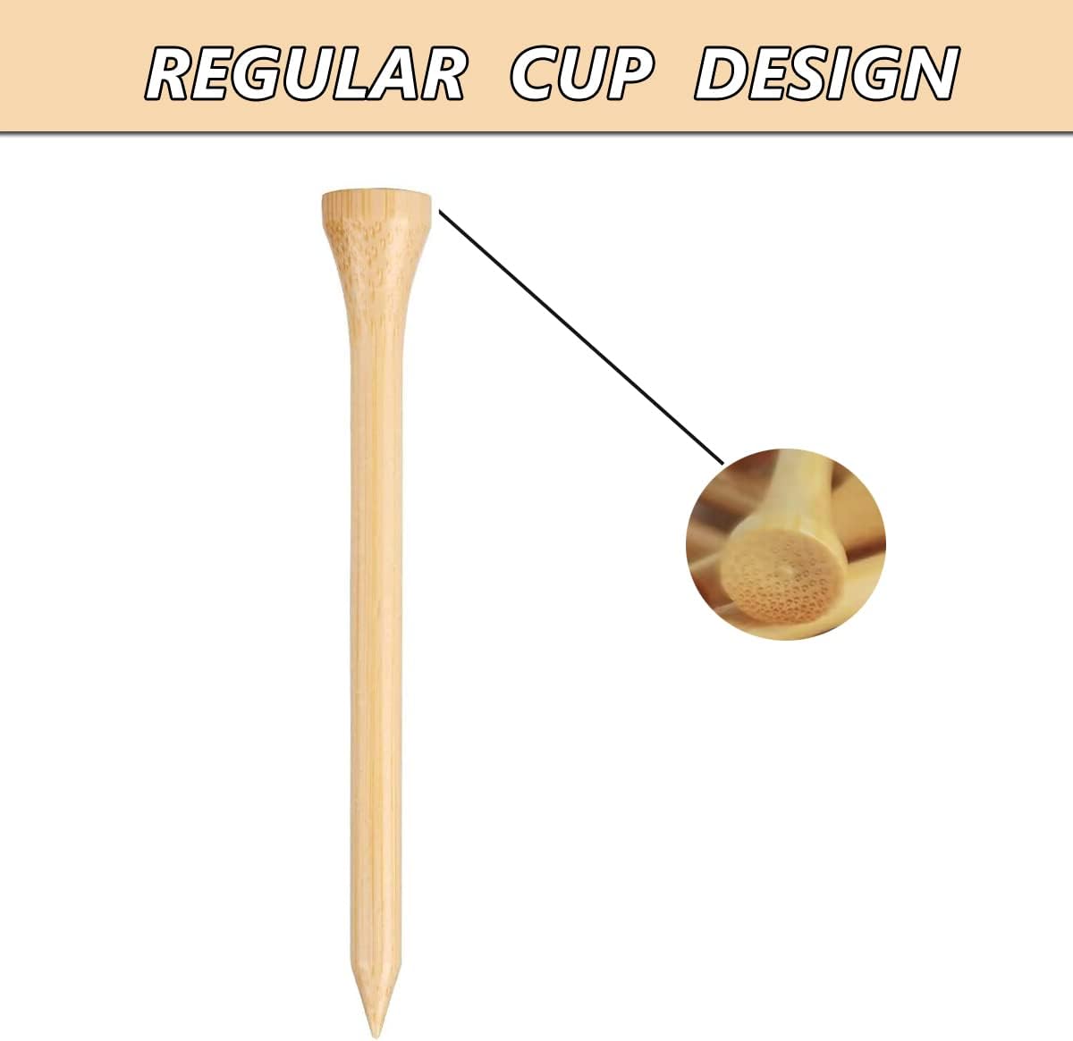 MAZEL Natural Wood/Bamboo Golf Tees 2 3/4 Inch & 3 1/4 Inch,Pack 50 or 120,Reduce Friction & Side Spin,More Stable Golf Tees