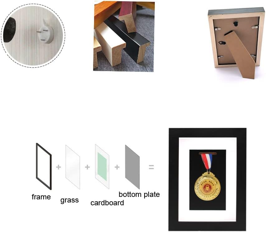 Medal Display Case- Wooden Medal Display Frame, 6" x 8" Photo Frame Medal Medal Display for Military Medal Display, Marathon, Swimming, Football, Case for Medals for Sports Medal Display(Black)
