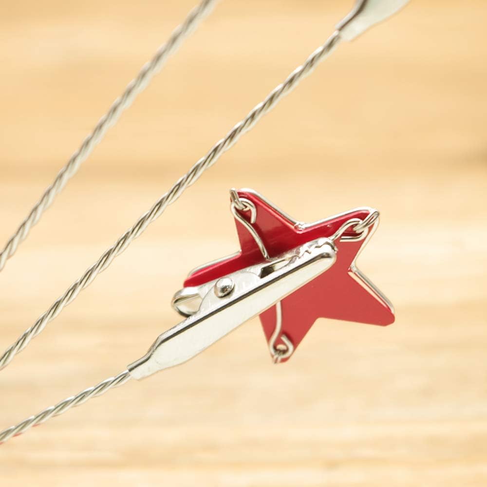 8-branch Family Tree Picture Frame Holder, Card Photo Clips Holder Desk Stand for Memo Paper Note Photo Christmas Wedding Card Display (Red Star)