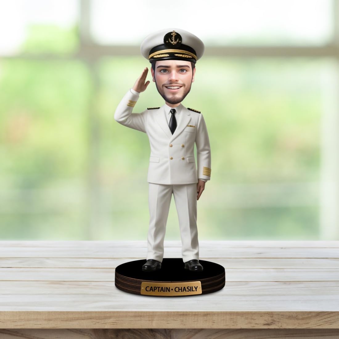 Personalized Cartoon Captain Figurine Plaque Custom Caricature Portrait Captain Office Decor Funny Nautical Portrait Desk Decor Ship Captains Gifts for Boat Lovers Christmas Birthday Anniversary