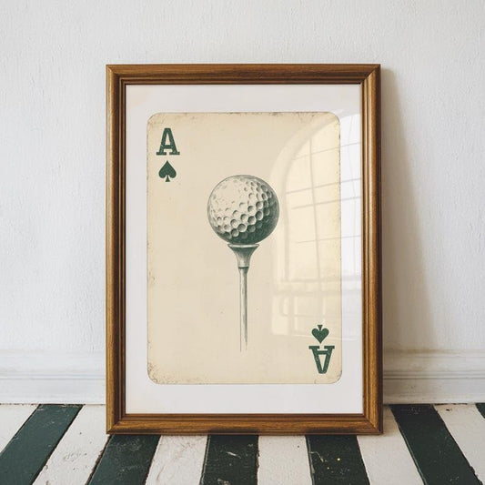 Nationcog Vintage Golf Playing Card Wall Art, Retro Ace of Spades Sports Print for Bar, Office or Game Room Decor, Classic Golfer Poster with Tee Time Theme (Unframed) (27x40)