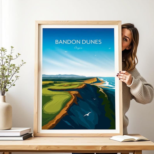 Bandon Dunes Golf Poster - Oregon Golf Course Resort, Oregon Golf Art, Coastal Golf Print, Vintage Golf Wall Decor, Scenic Golf Landscape, Golf Resort Artwork (Unframed) (9x11)
