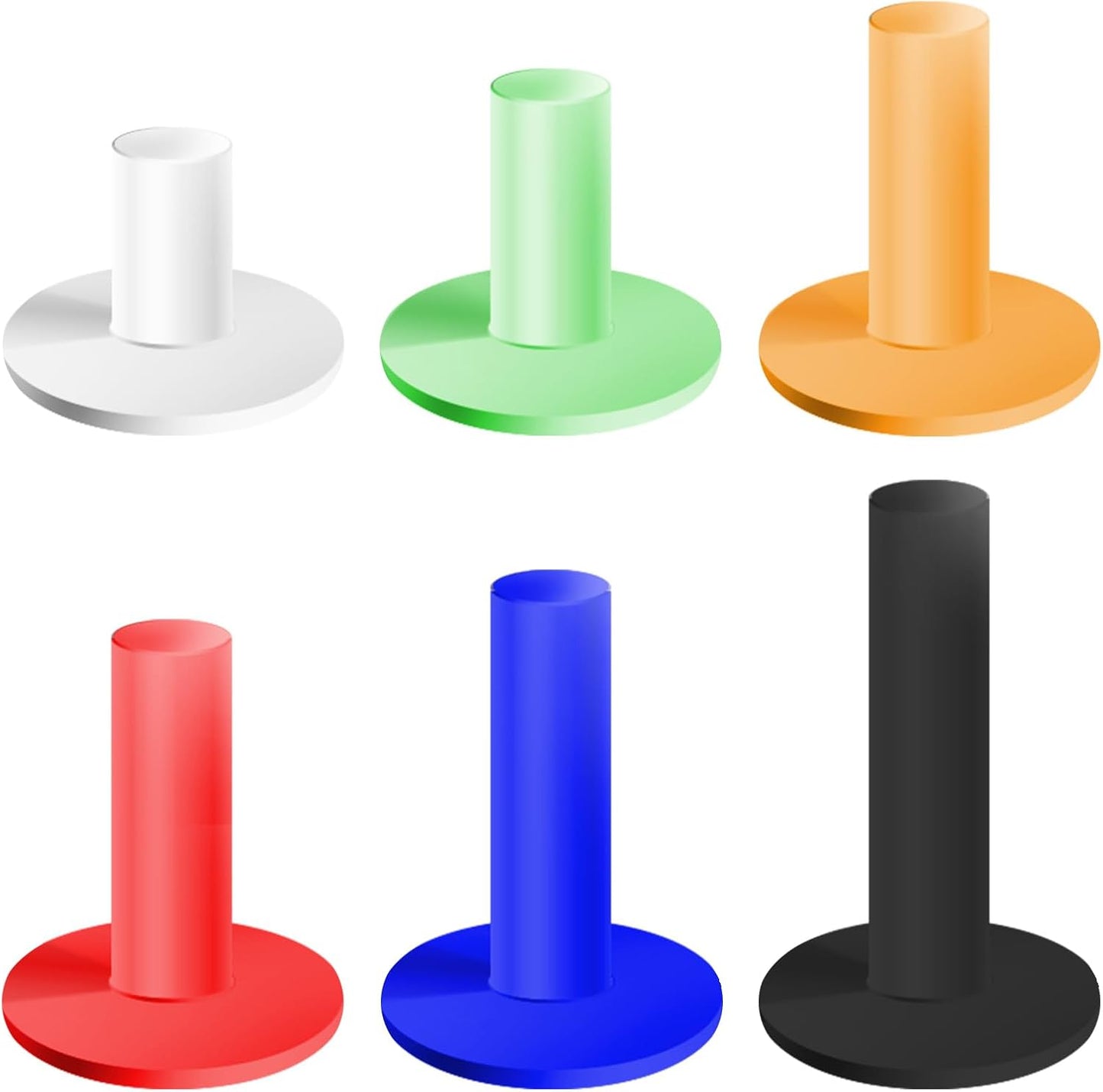VIVIDLY Rubber Golf Tees for Mats & Driving Range & Golf Simulators - 6 Colors and 6 Sizes for Indoor Outdoor Backyard Home Office