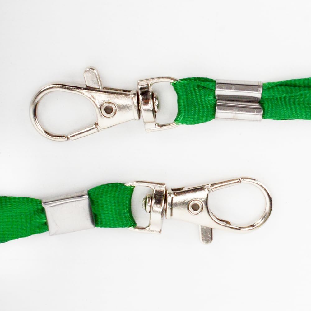 Lanyards 50 Pcs Bulk Lanyard for Id Badges Flat Green Lanyard with Badge Clip Swivel Hook (50, Green)