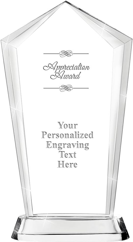 Crown Awards Customizable Crystal Trophy, 12.20" Engraved Skyscraper Crystal Award
