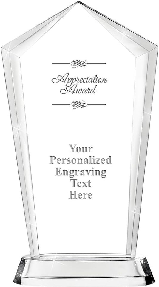 Crown Awards Customizable Crystal Trophy, 12.20" Engraved Skyscraper Crystal Award