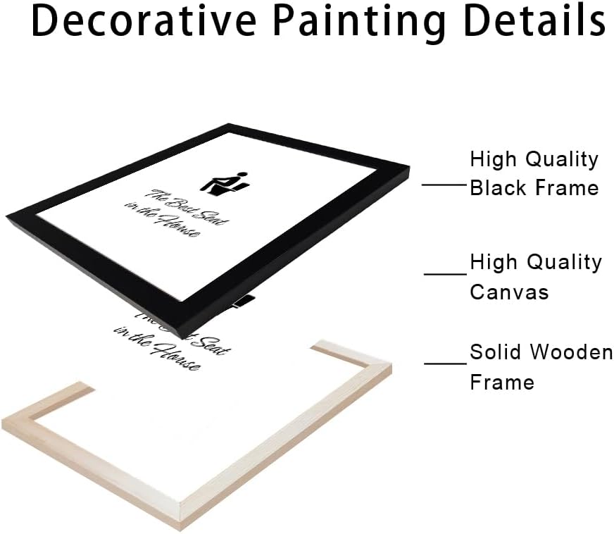 Trendy Black & White Framed Wall Art - Funny Bathroom Quote for Restroom & Washroom