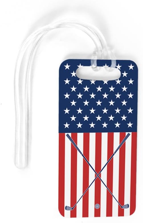 ChalkTalkSPORTS Golf Luggage & Bag Tag | USA Golfer | Custom Info on Back | Small