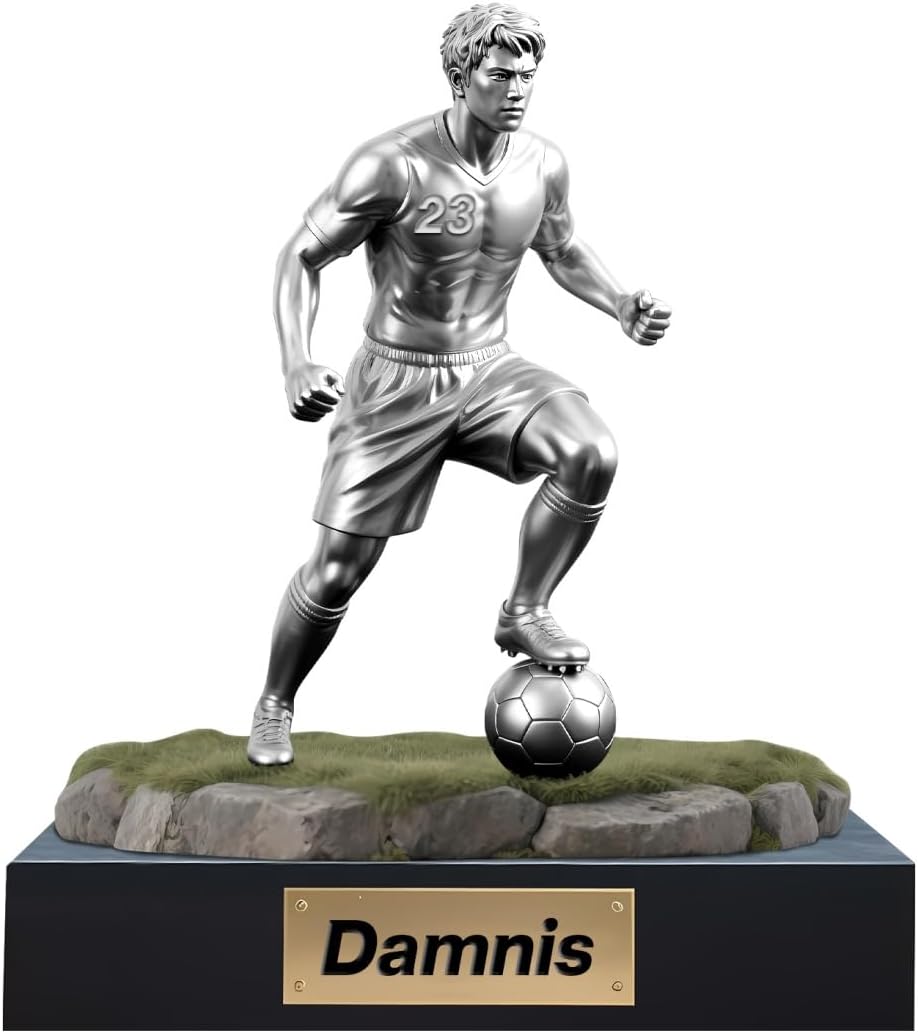 Personalized Soccer Player Ornament Sign Custom Name Flat Desk Sign Art Soccer Lovers Acrylic Plaque Home Garage Men Cave Desk Decor Plaque Gifts for Man Dad Christmas Birthday Decoration