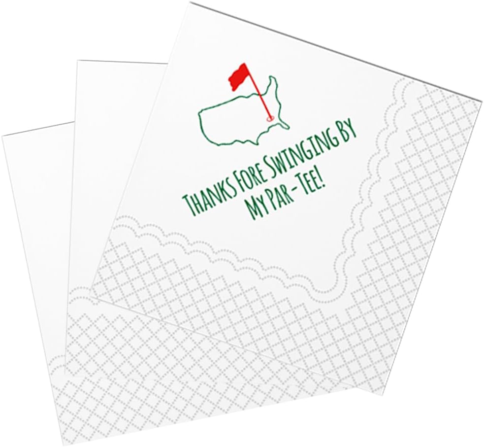 SharkBliss Golf Cocktail Napkins, Thanks Fore Swinging By My Par-Tee Disposable Paper Cocktail Beverage Napkin for Golf Theme Party Table Decor 2-Ply, 5x5" (50, Thanks Fore Swinging By My Par-Tee)