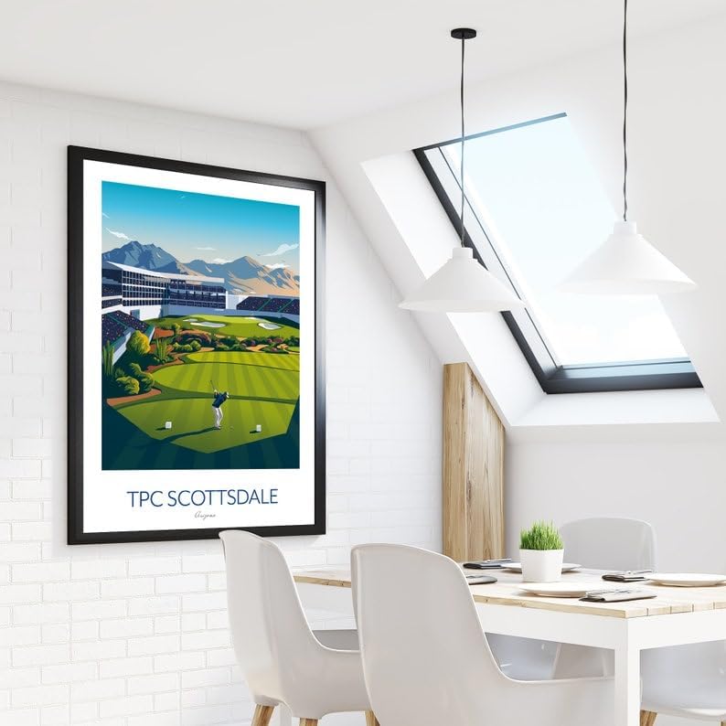 Nationcog TPC Scottsdale Golf Print Arizona - WM Phoenix Open - Stadium Course 16th Hole; TPC Scottsdale Golf Poster; Scottsdale Golf Course Art; Arizona Golf Artwork (Unframed) (24x36)